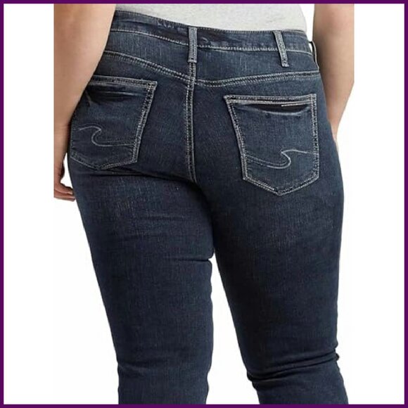 Plus Size Mid Rise Slim Bootcut Jeans, Stretch Denim, Figure Flattering Fit - Picture 5 of 8